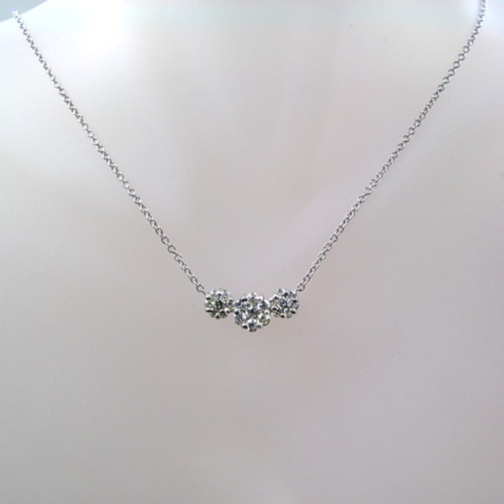 Diamond Cluster Necklace .54TDW 14KT White Gold